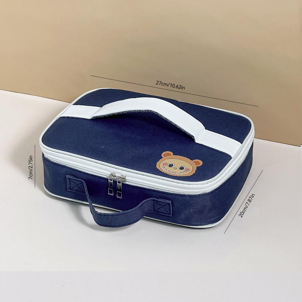 Cute Cartoon Oxford Thermal Lunch Bag Large Capacity Kids Student Bento Box Storage Bag Portable Insulated Bag Picnic Cooler Bag