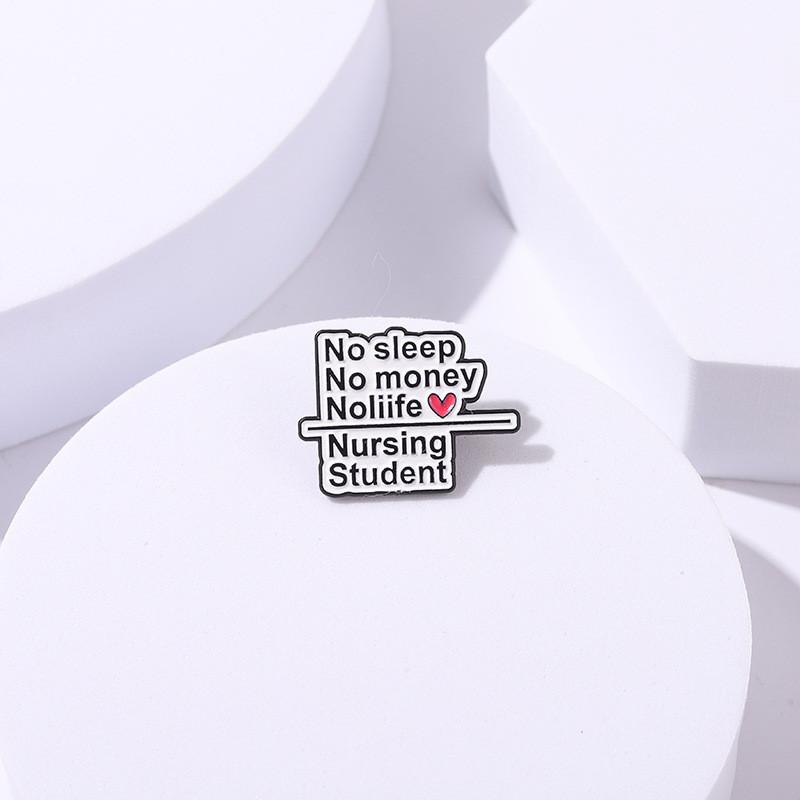 Trendy Alloy No Life Badge Brooch Geometric Design For Unisex Fashion Accessory