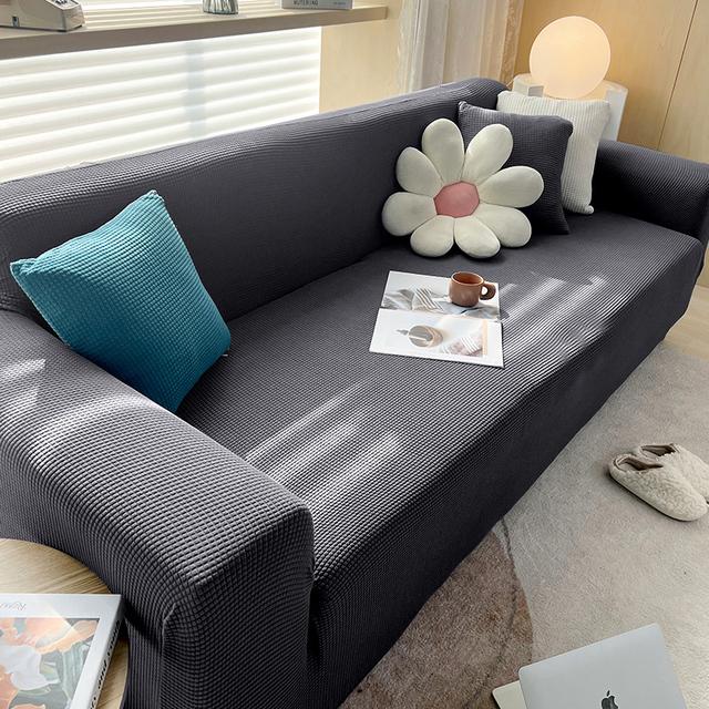 

Levivel Stretch Jacquard Sofa Cover Elastic Plain Hued Sofa Furniture Cover Sets For Living Room Slipcover Sofa Cover Furniture Protector 1-Seater 90-140cm темно серый