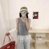 Double-Layer Lace Mesh Sleeveless Cotton Vest