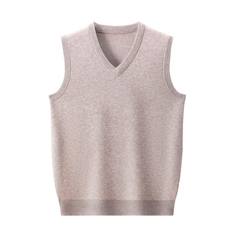 Men's V-Neck Wool Knit Vest - Autumn/Winter Solid Color, Middle-Aged & Elderly Style