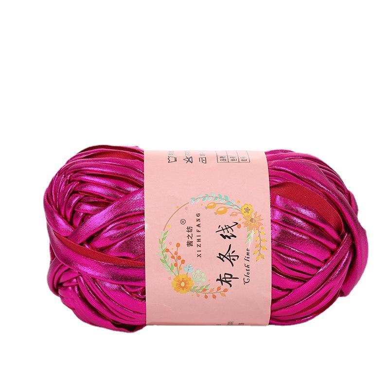 Filato per T-shirt in Metallo, Luminoso, Lucido, Uncinetto Maglia, Filato di Tessuto con Colore Monolaterale, Borsa Artigianale Fai da Te Cesto Cuscino-Totale