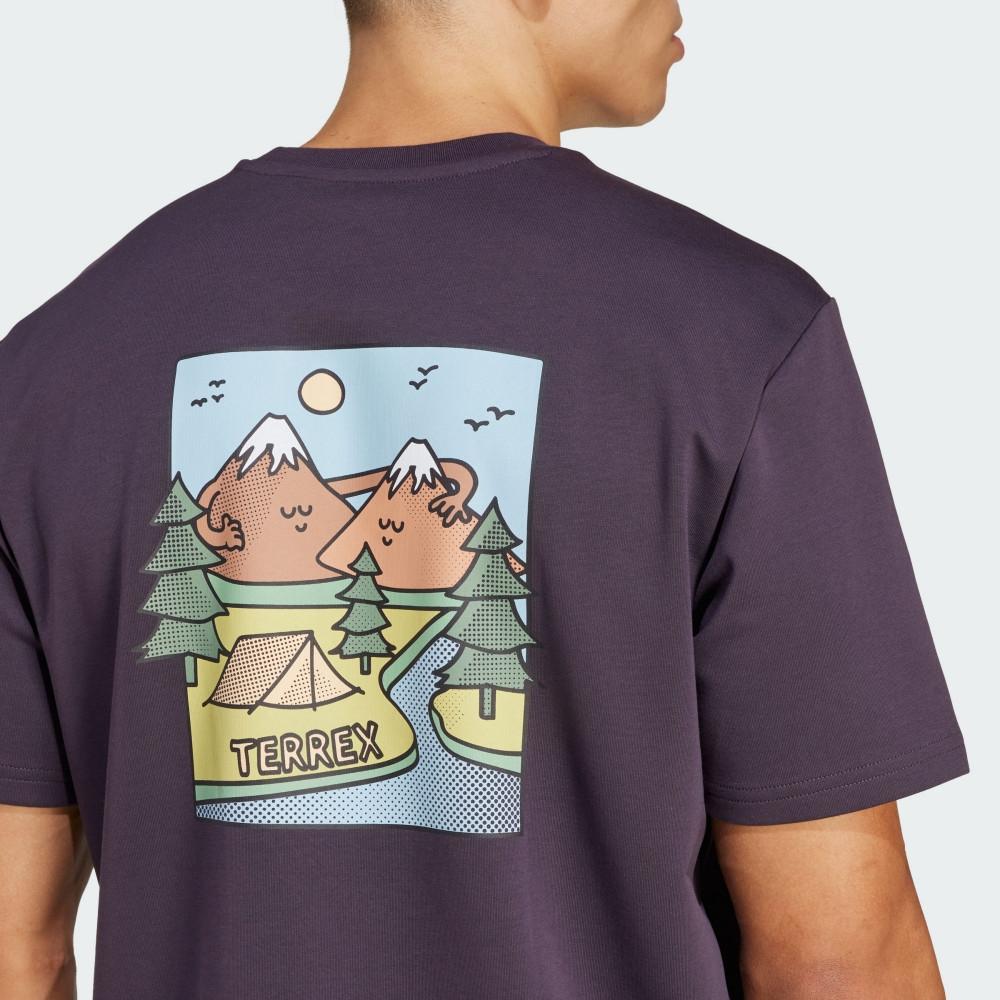 Adidas Terrex Outdoor Quick-Dry Crew Neck Short Sleeve T-Shirt Men Tops Purple JI8307