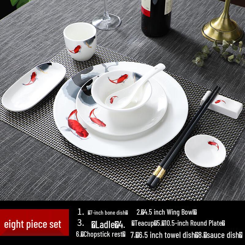 Elegant Ceramic Carp Tableware Set for Restaurants