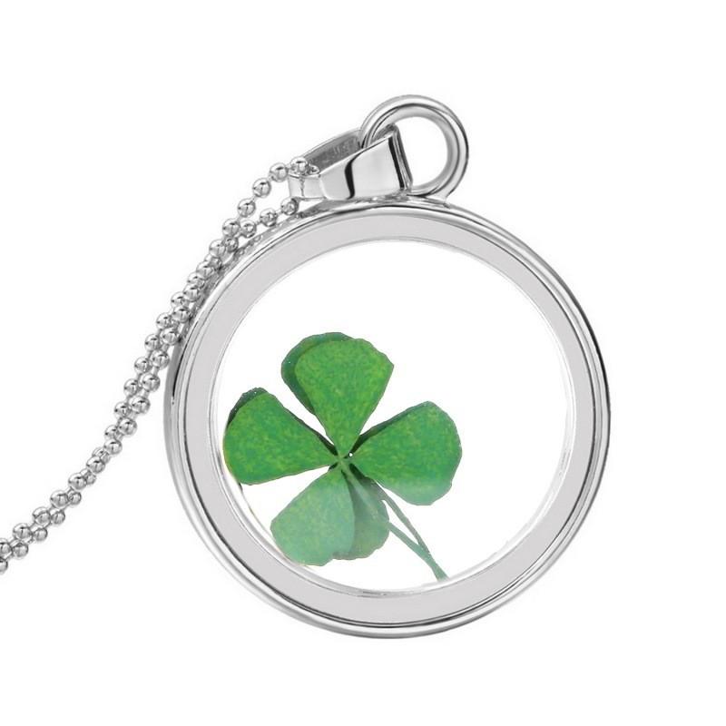 

Four Leaf Clover Necklace With Crystal Inlay Geometric Pendant For Fashion Jewelry Style G