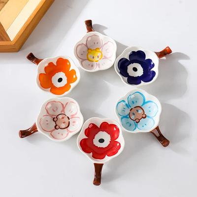 Creative Plum Blossom Pattern Dipping Saucer Household Three-dimensional Ceramic Saucer Ketchup Snack Plate Tableware