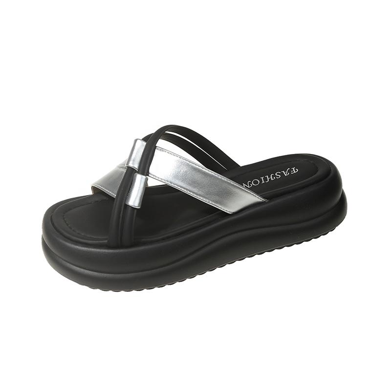 

Fashion 2024 Brand Women s Shoes Peep Toe Women s Slippers Fashion Color Matching Casual Slippers Women New Round Toe Platform Slippers 35 срібний