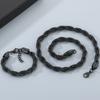 Classic Men's 10mm Twisted Rope Chain Man Bracelet Necklace Set Luxury Black Gold Color 61CM Long Stainless Steel Choker for Men
