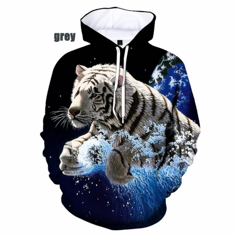 Fashion Men/Women Couples 3d Print Dreamy Tiger Hoodies Casual Sweatshirt