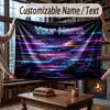Fantasy Magic Theme Throw Blanket Custom Name Text Personalized Blanket Soft Cozy Blanket for Home Sofa Bed