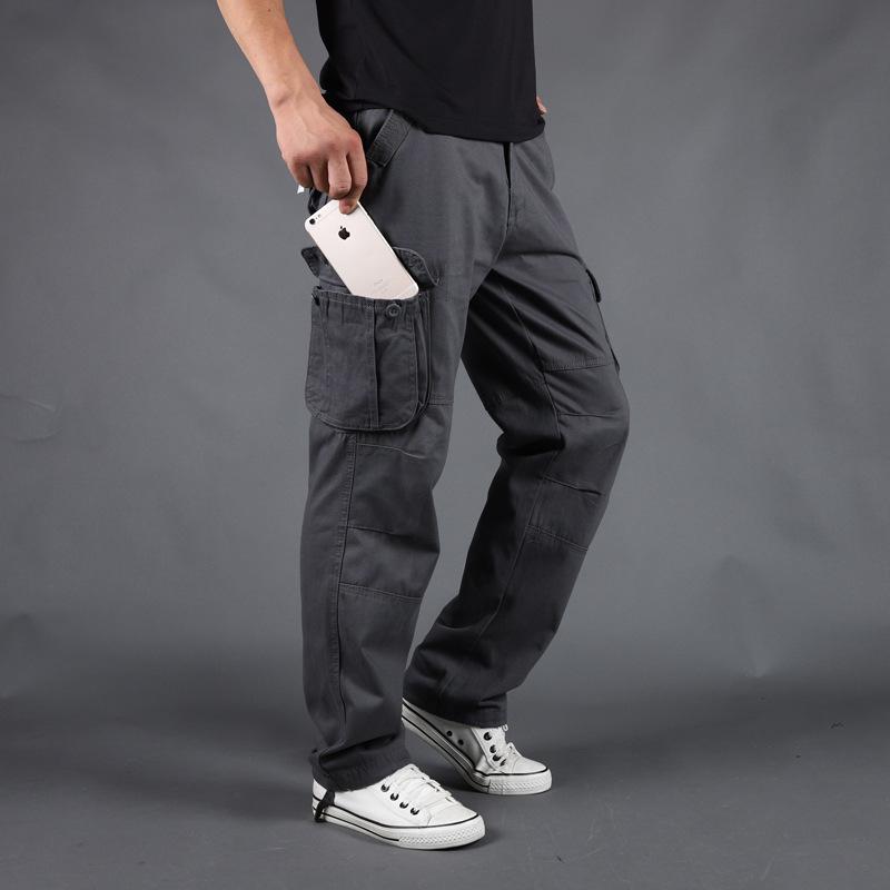 

Men s Casual Loose Fit Work Pants - Spring/Autumn, Wear-Resistant, Plus Size, Straight Leg 29