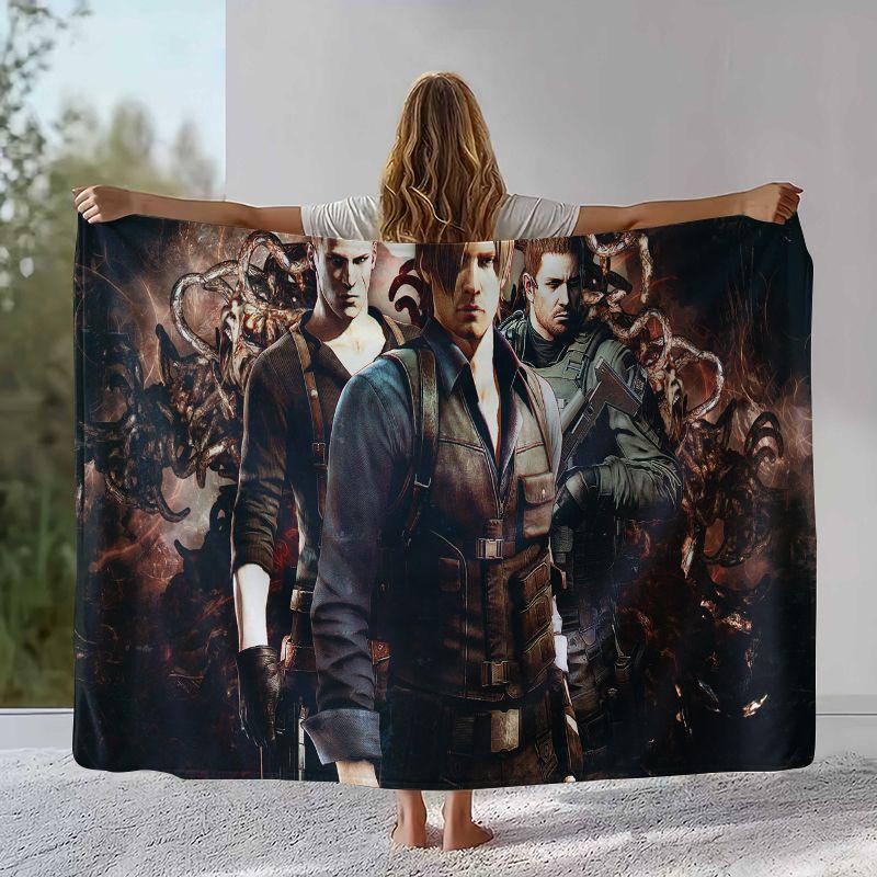 Classic R-Resident Evil Leon Game Flannel Blanket,Ultra Soft Warm Plush Throw for Home Bedroom Bed Sofa Cover Office Picnic