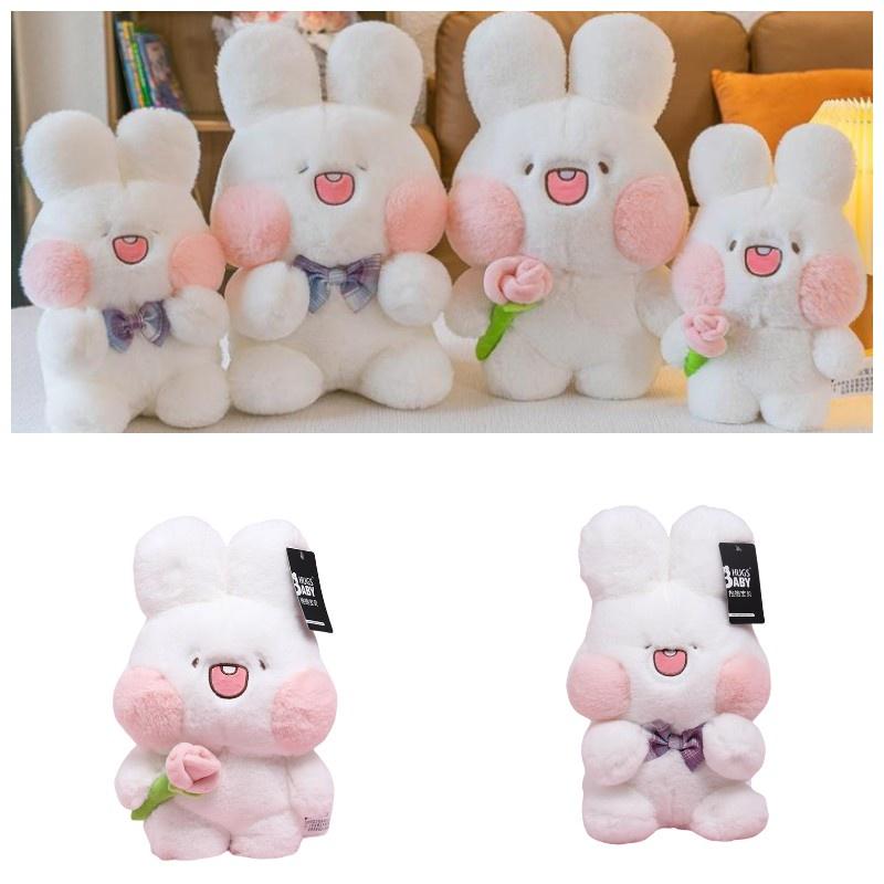 Adorable Plush Bunny Toy With Flower And Bowtie Decorations