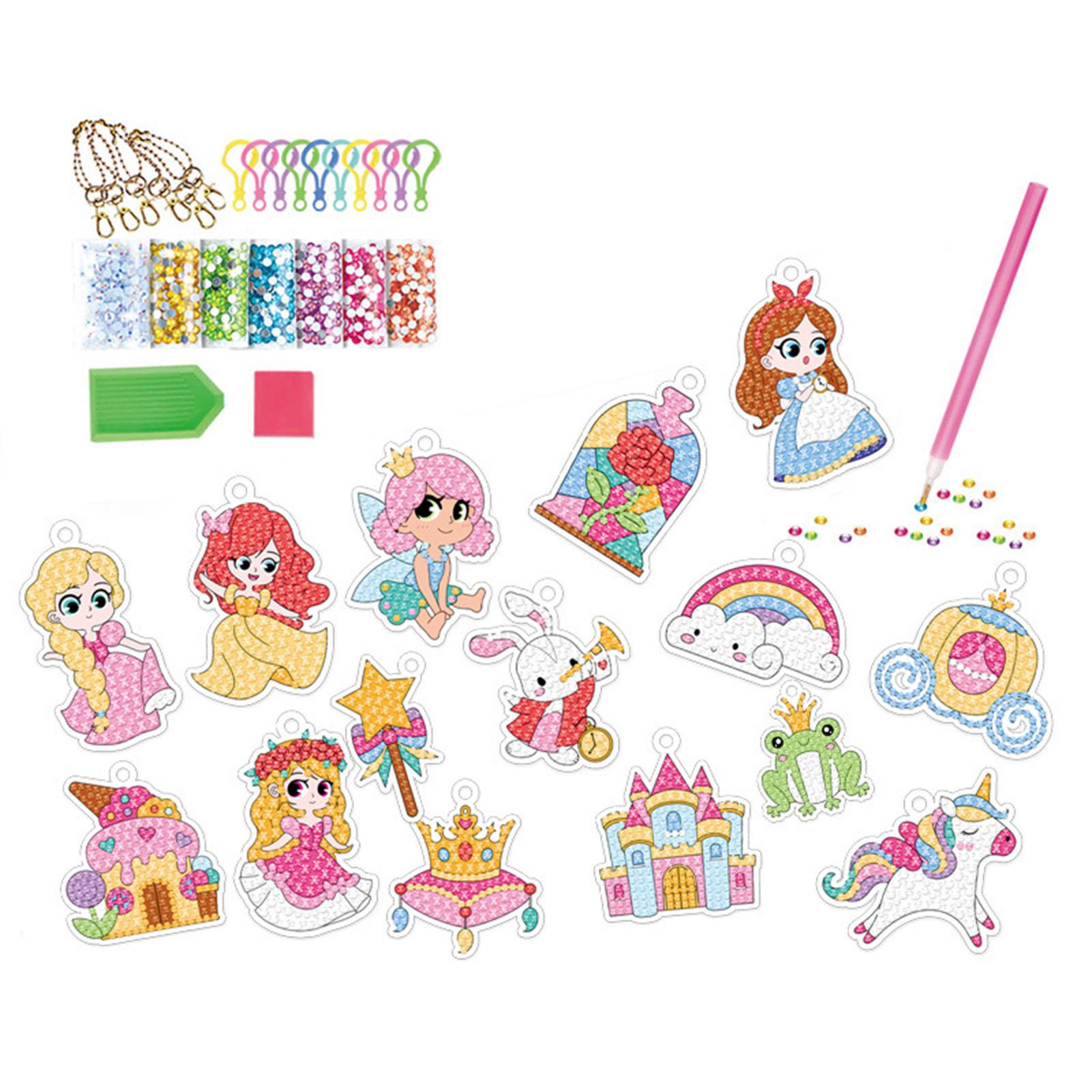 

5D DIY Rhinestone Painting Keychain Set Cartoon Cute Rhinestone Painting Key Ring Ornament for Children