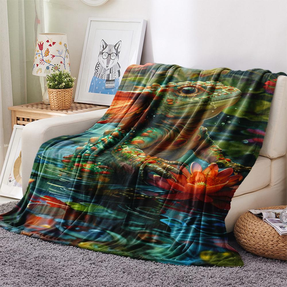 1 pièce Couverture en Flanelle Imprimée Dessin Animé, Haute Qualité Confortable pour Toutes les Saisons, Décoration de Maison, Chaleur et Confort, Parfait pour un Cadeau de Noël ou d'Anniversaire