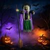 Horror Theme Party Supplies 200cm Halloween Flying Witch Prop with Scary Sounds & Glowing Eyes, Sound Activated Creepy for Garden Yard Lawn,