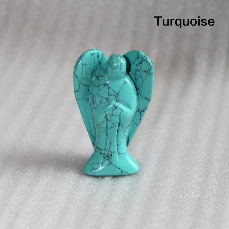 

Guardian Carved Crystal Angel Figurine Pocket Stone Healing Craft 15 Statue Brilliant Turquoise