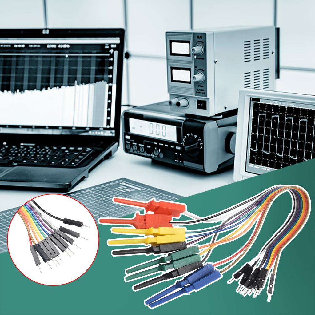 1Pc 20cm Length 10Pin Logic Analyzer Cable Test Lead Hook Cable Clamp 5 Color Probe Testing Electrical Equipment High Efficiency