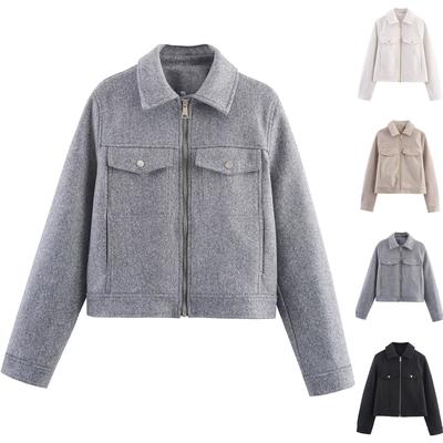 Women's Faux Suede Button Jacket Oversized Gathered Hem Short Length Coat Casual Vintage Outerwear With Pockets