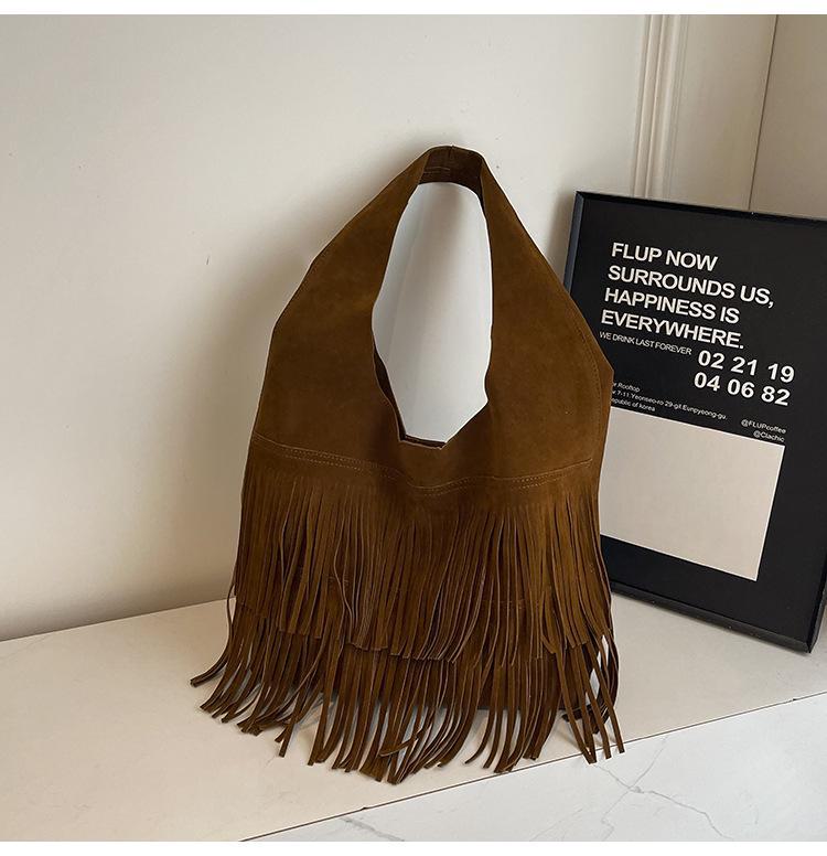2024 Retro Tassel Large-Capacity Mother-and-Child Ladies Shoulder Crossbody Bag