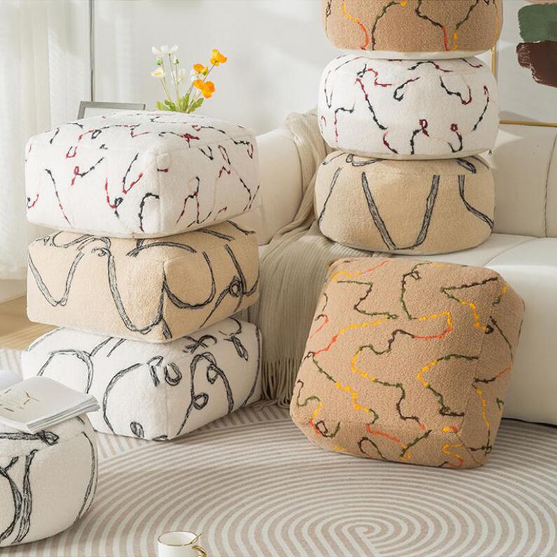 In Style Fluffy Plush Pouf Cover Living Room Balcony Decor Tatami Lazy Cushion Bay Window Thicken Futon Unstuffed Cushion Cover