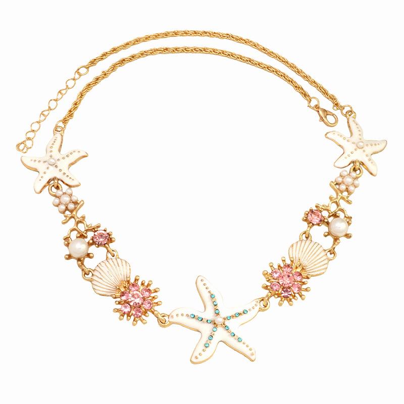 New seaside vacation style starfish shell necklace for women niche exquisite light luxury high beauty versatile collarbone chain