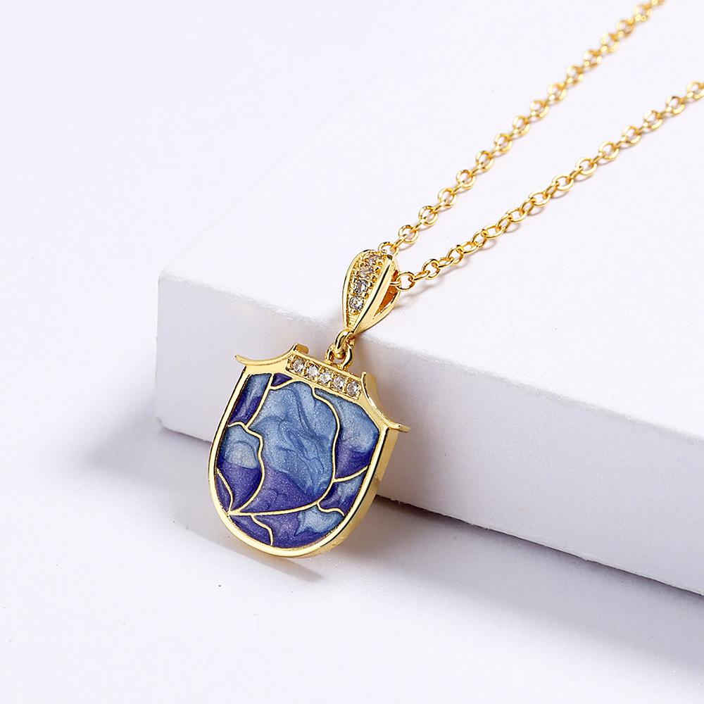 Elegant and Elegant Korean Version of The Ultra-shiny Geometric Enamel Pendant Handbag Handbag Necklace