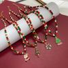 Fashion Cute Colorful Cartoon Christmas Tree Santa Claus Pendant Acrylic Rice Beaded Necklace for Women Christmas Zircon Gifts
