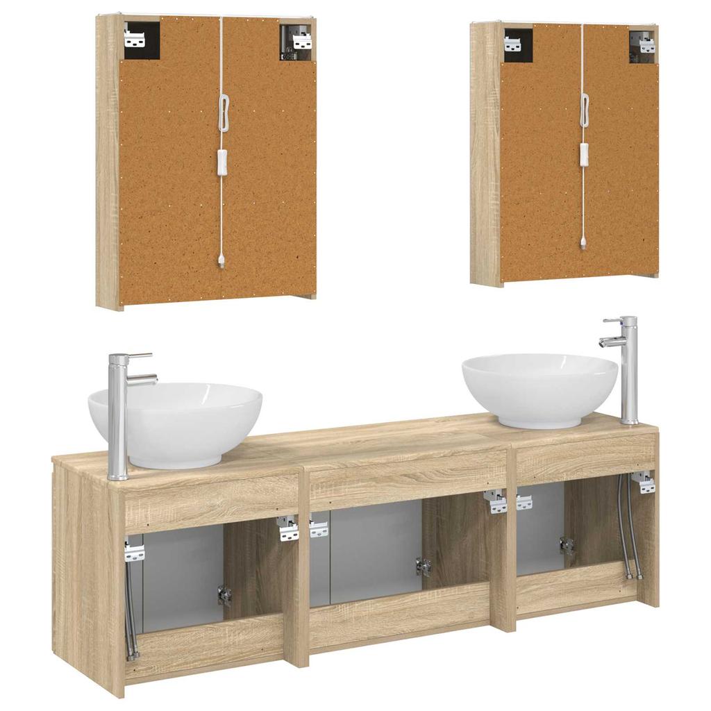 Bathroom Cabinet Set 5 Pcs Sonoma Oak Wood Based Material