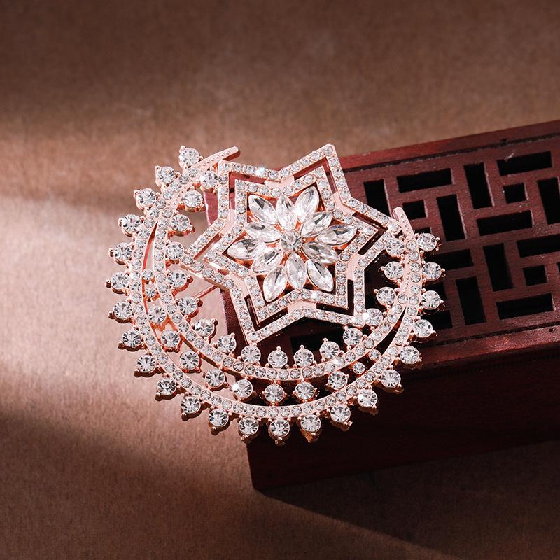 Moon Brooch: Exquisite Snowflake Design for Coats, Sweaters, and Cardigans.