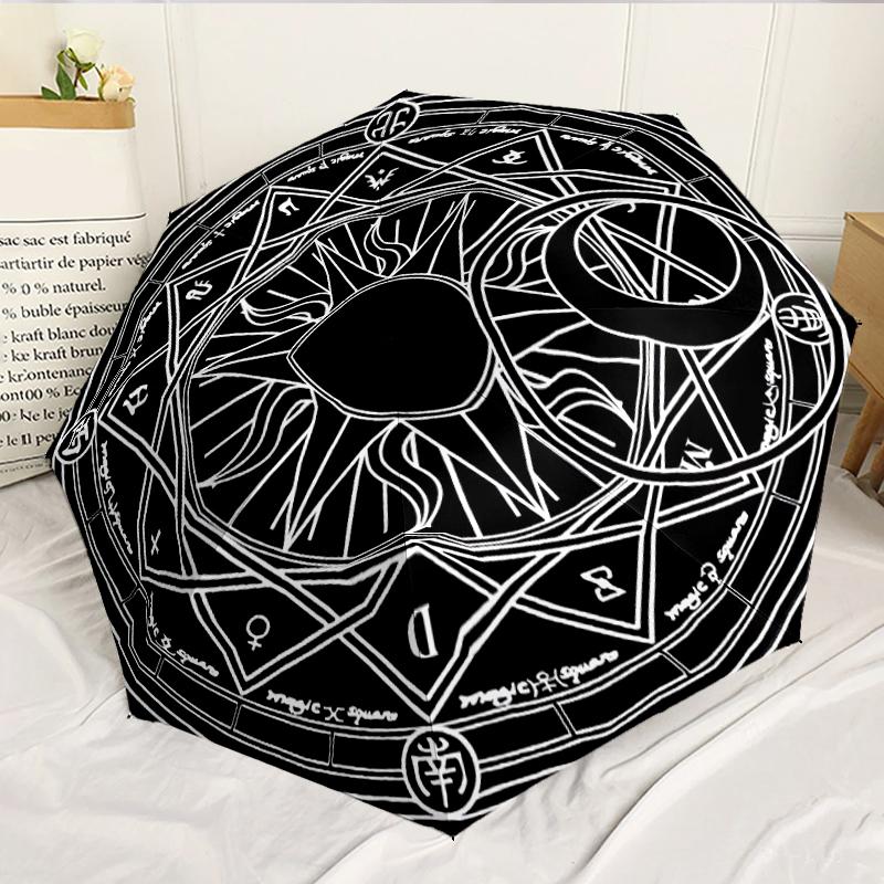 Celtic Moon Pentagram Art 8-Frame for Travel, camping, Casual Lightweight Portable Umbrella, Essential for every family Holidays Birthday Gift