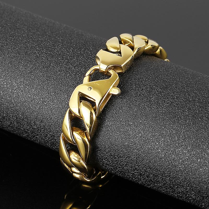 Punk-Style Men's 316L Stainless Steel Cuban Chain Bracelet with Boxing Glove Charm