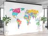 Wallpaper World Map - Coloured Lettering