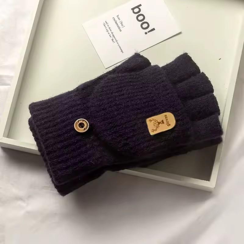 Winter Half Palm Warm Gloves,Indoor Outdoor Plush Knitted Gloves, Suitable for Indoor Writing Office Wear Decoration