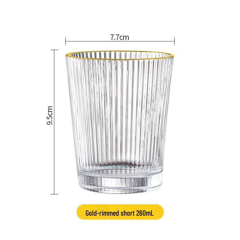 MDNG Handmade Gold Rim Striped Glass Cup Set