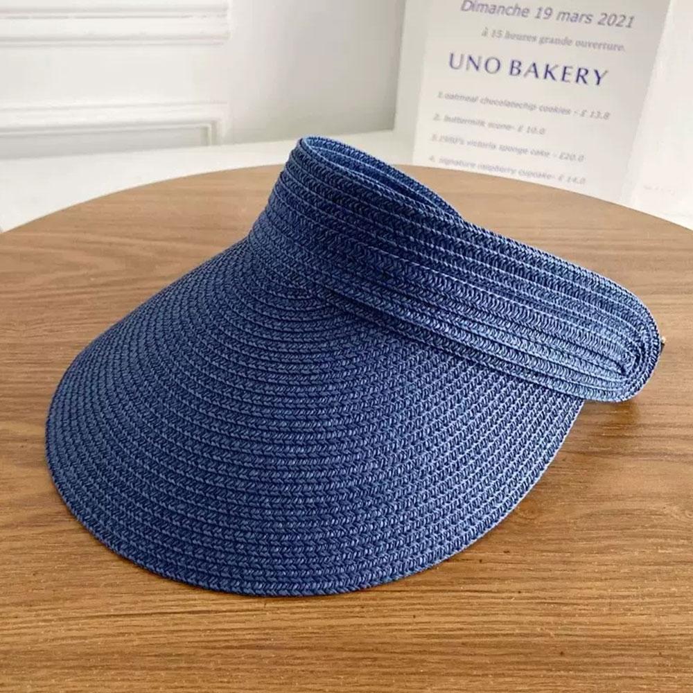 Summer Fashion Anti-UV Summer Visors Hat Wide Brim Empty Top Breathable Sun Hat Raffia Headband Sunshade Cap For Outdoor Hiking