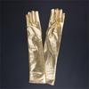 Women Faux Leather Sparkly Metallic Long Gloves for Evening Costume Party Dance