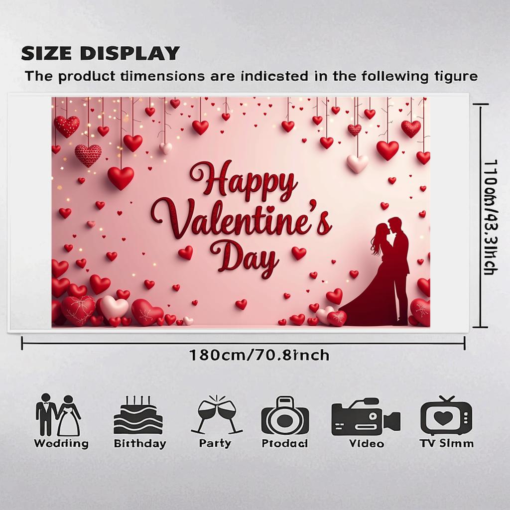 Backdrop Hearts Delightful Red Couples Photography backdrop Beautiful Love banner for Celebration