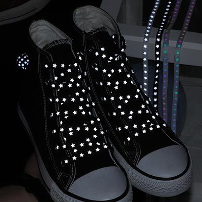 1Pair New Holographic Reflective Shoelaces Cool Sneakers Running Shoes Lace Adult Children Sports White Star Shoelace Strings