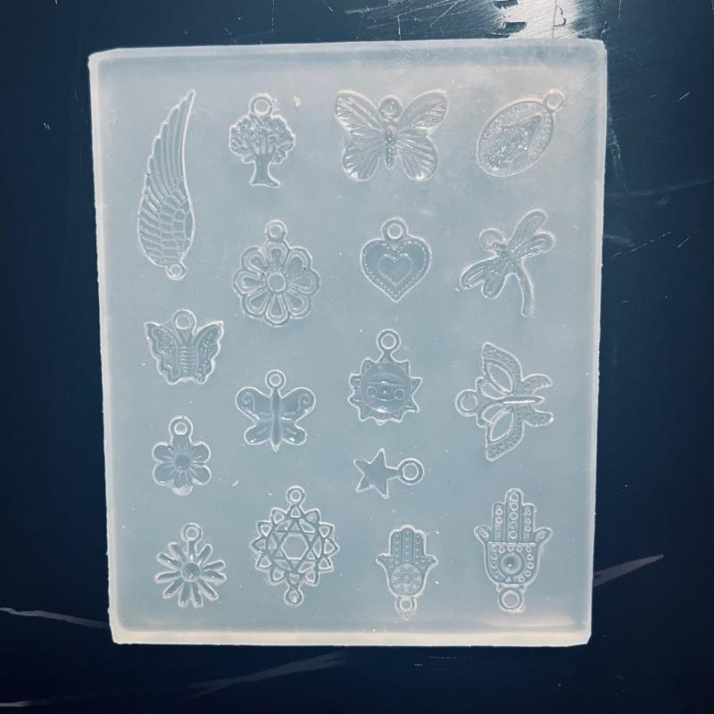 Flower Heart Charm Silicone Mold for DIY Necklace Jewelry Making Keychain Ornaments Handmade Butterfly Pendant Resin