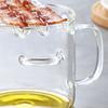 Reusable Bacon Cooker 2.1L Borosilicate Glass Roasting Pan Microwave Bacon Maker with Built-in Nozzle Heat-Resistant Kitchen Tool for Grease