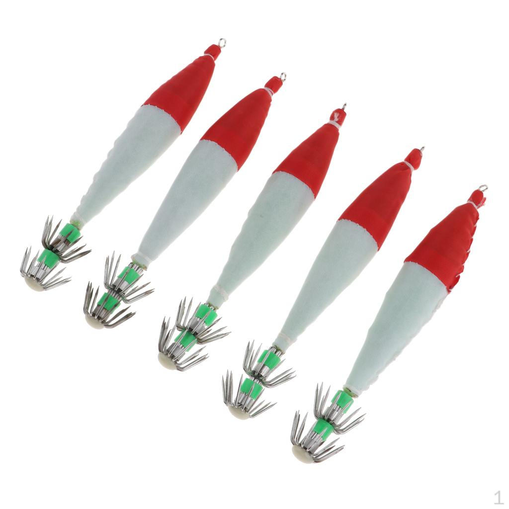 5pcs Dark Squid Hard Baits Fishing Night Umbrella Hook Freshwater Saltwater
