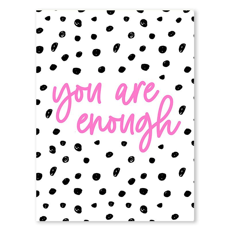 Rainbow Love Canvas Painting You Are Enough Colorful Quotes Poster Pink Wall Art For Bedroom Living Room Home Decoration