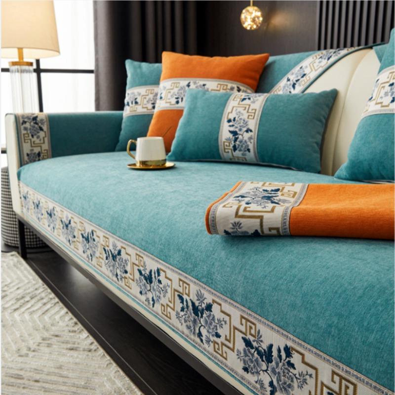 new chinese style Sofa Cover Cushion Four Seasons Sofa Towel Modern Simple Living Room Corner Couch Chenille polyester Armrest Towel