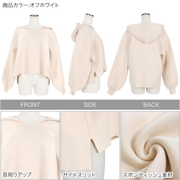 Kobe Lettuce Spondish Hoodie Knit Top Free Size Black [C6287]