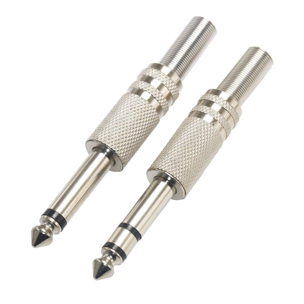 2PCS 6.35mm 2Pole Mono Amplifier Plug 6.35 Stereo Metal Microphone Jack Plug-in Audio Connector for KTV