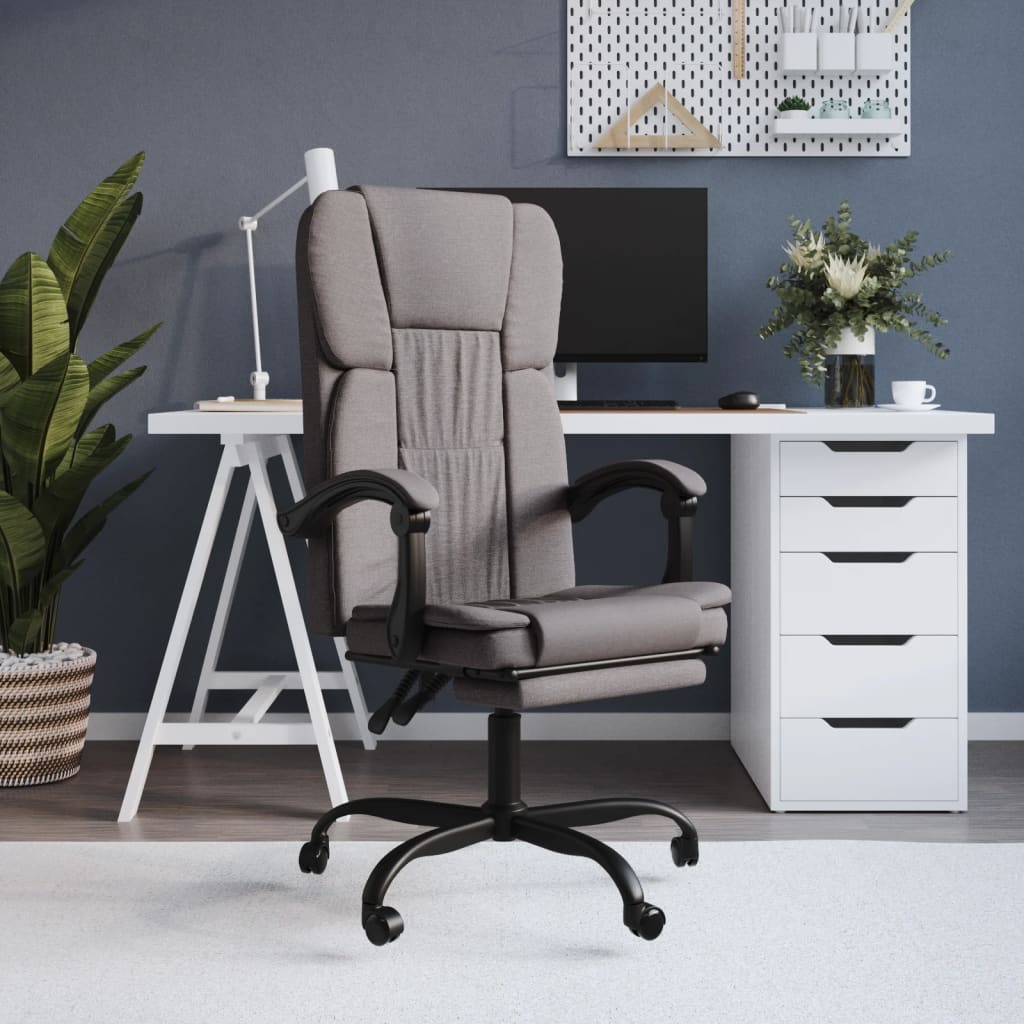Office Chair with Reclining Function Taupe Fabric