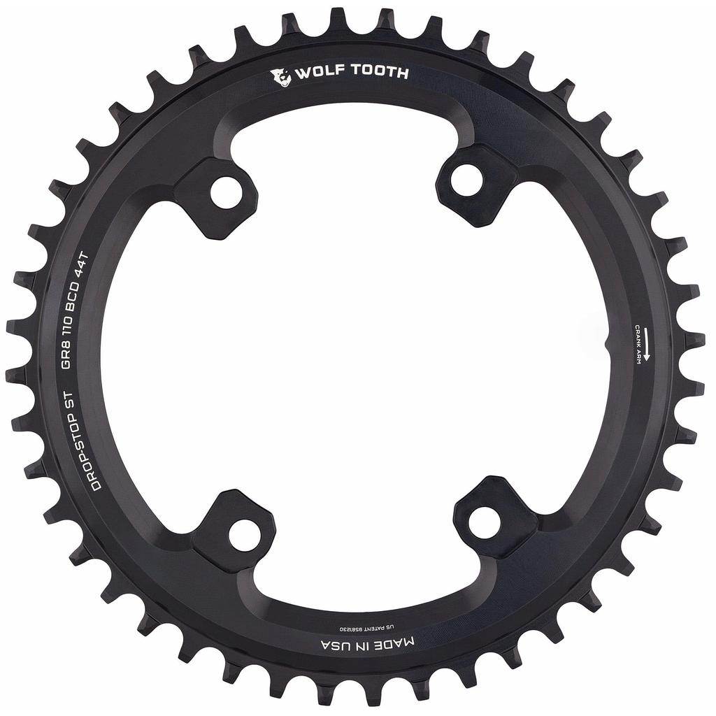 Wolf Tooth 110 BCD Aero Chainrings for GRX ST Round 52T 4-Bolt Cranks, Drop-Stop (1 Chainring)