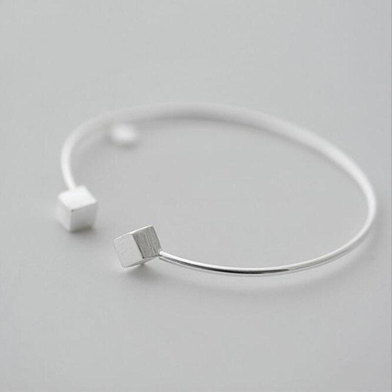 New Fashion 925 Sterling Silver Jewelry Square Love Lettering Accessories Female Personality Opening Bracelet Sl031