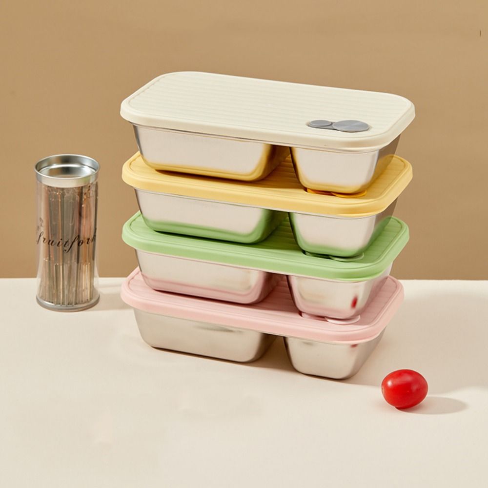Silicone Seal Sealed Salad Container Single/Double Compartment Travel Food Tray  Outdoor Gatherings